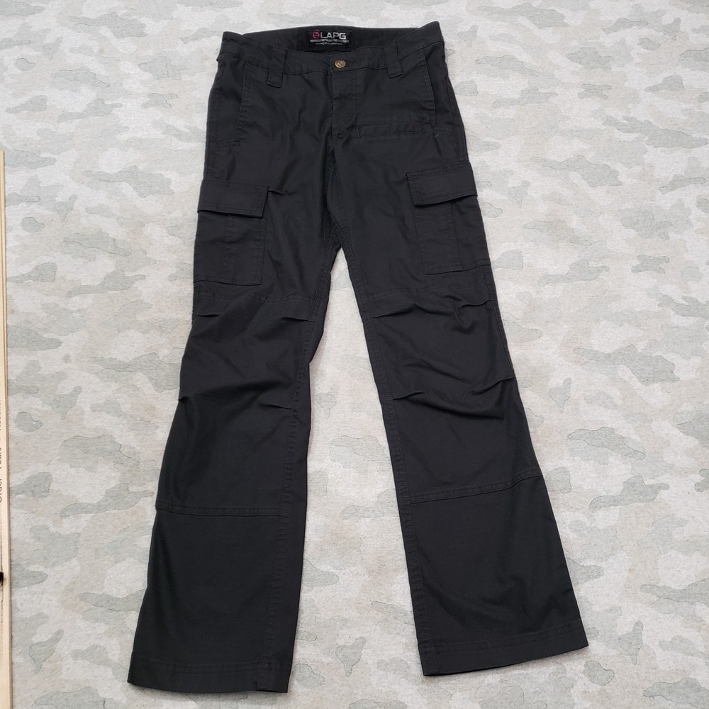 LAPG Pants Womens 0 Black Cargo Pockets Rip Stop Bootcut Combat